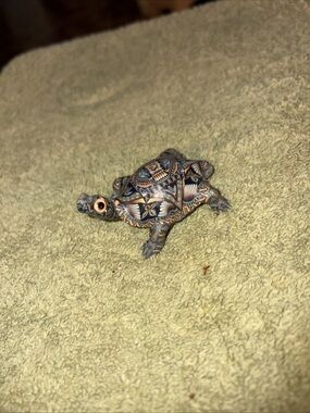 Hand-Painted Decorative Turtle Figurine in Multicolor